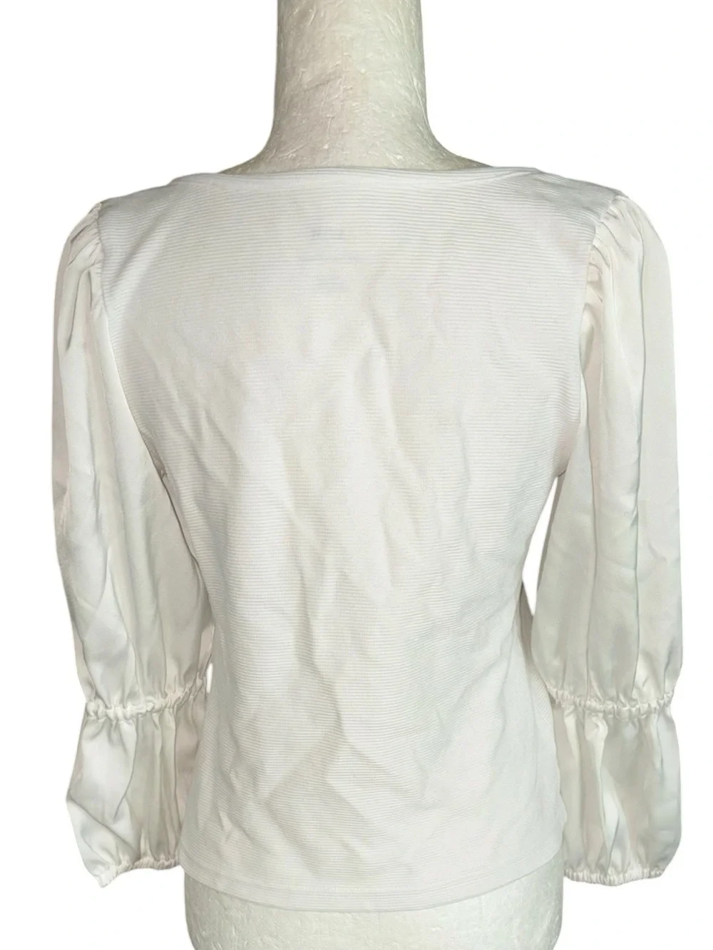 Anthropologie Maeve White Ribbed Satin Tiered Crop Top - M